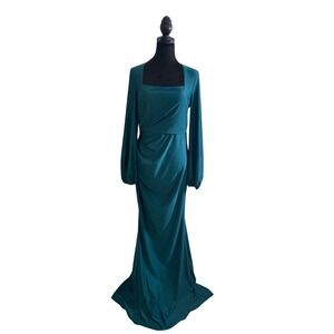 Miss Ord Long Sleeve Mermaid Evening Gown Dress Teal Women's XL‎ Prom Formal EUC